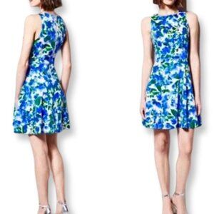 Milly For Design Nation Blue + Green Floral Sleeveless Mini Dress Size 4